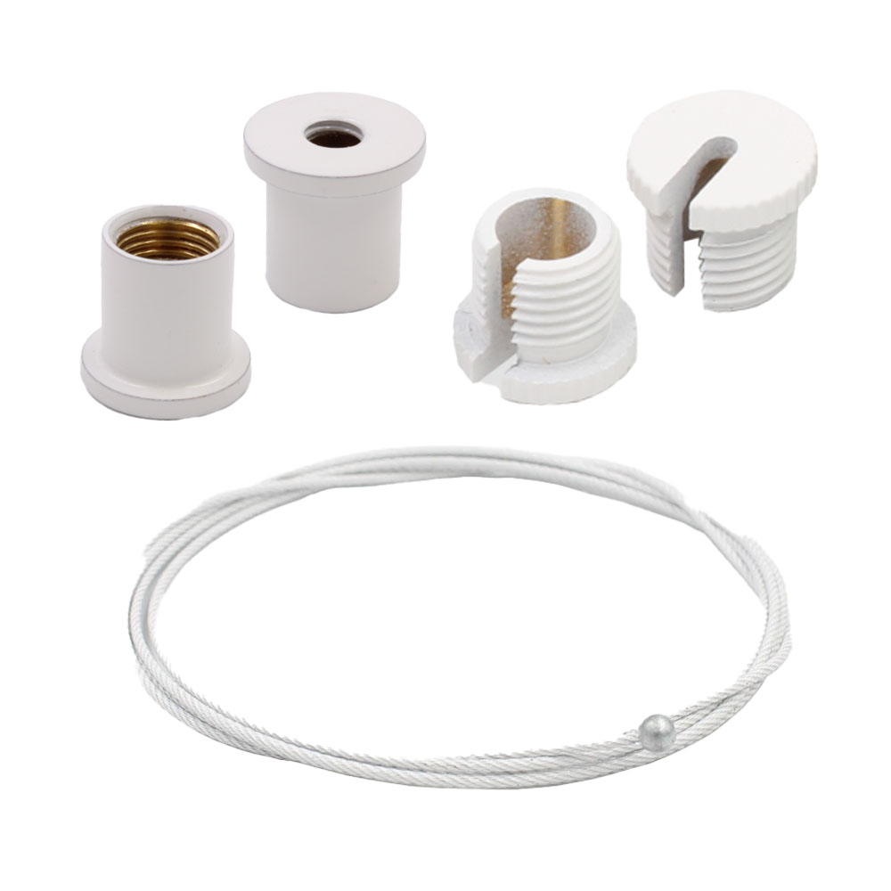 Witte pendelset met staaldraad voor plafondmontage
